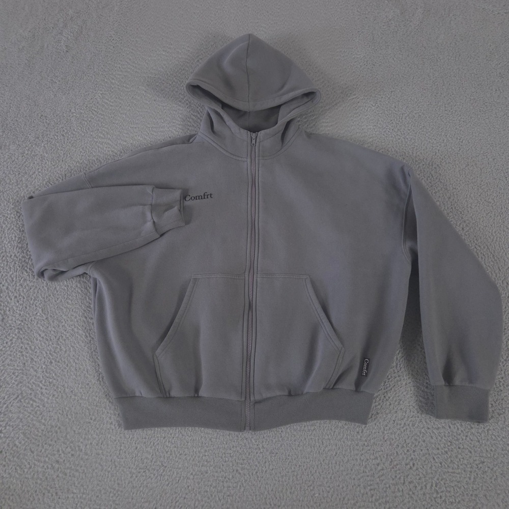 Comfrt Hoodie Womens Small Gray Cloud Zip-Up Cotton Blend Oversized Sweatshirt